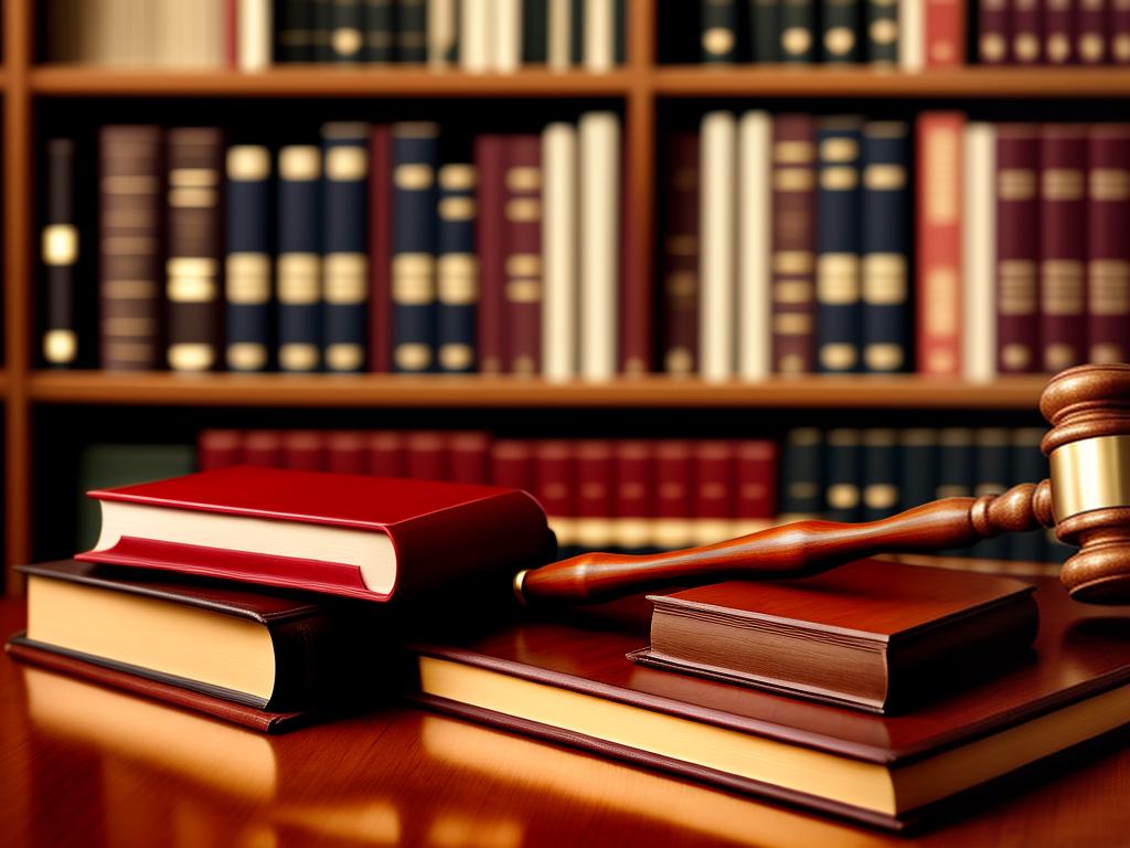 An image featuring a stack of law books and a gavel, symbolizing the education and qualifications needed to become a federal defense attorney.